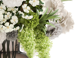 decorative bouquet of green flowers in a vase for decor 151 3D Model
