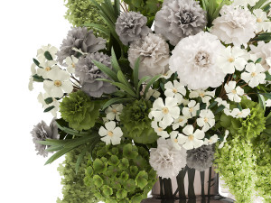 decorative bouquet of green flowers in a vase for decor 151 3D Model