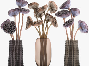 bouquet of dried flowers in a glass vase 152 Modelo 3D