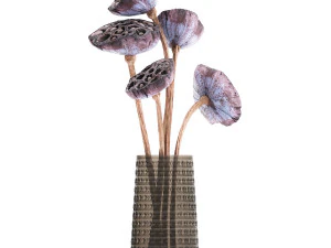 bouquet of dried flowers in a glass vase 152 3D Model