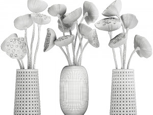 bouquet of dried flowers in a glass vase 152 Modelo 3D
