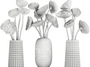 bouquet of dried flowers in a glass vase 152 3D Model