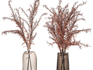 buquê de flores secas em vaso de vidro 153 Modelo 3D