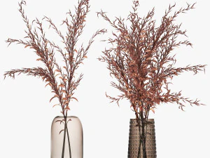 bouquet of dried flowers in a glass vase 153 3D Model
