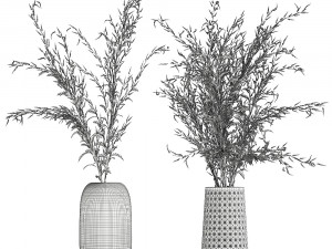bouquet of dried flowers in a glass vase 153 Modelo 3D