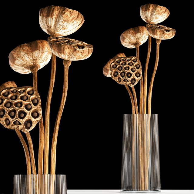bouquet of dried flowers in a glass vase 154 3Dモデル .c4d .max .obj .3ds .fbx .stl .blend 