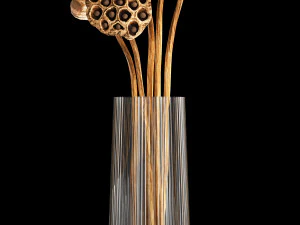 bouquet of dried flowers in a glass vase 154 3D Model