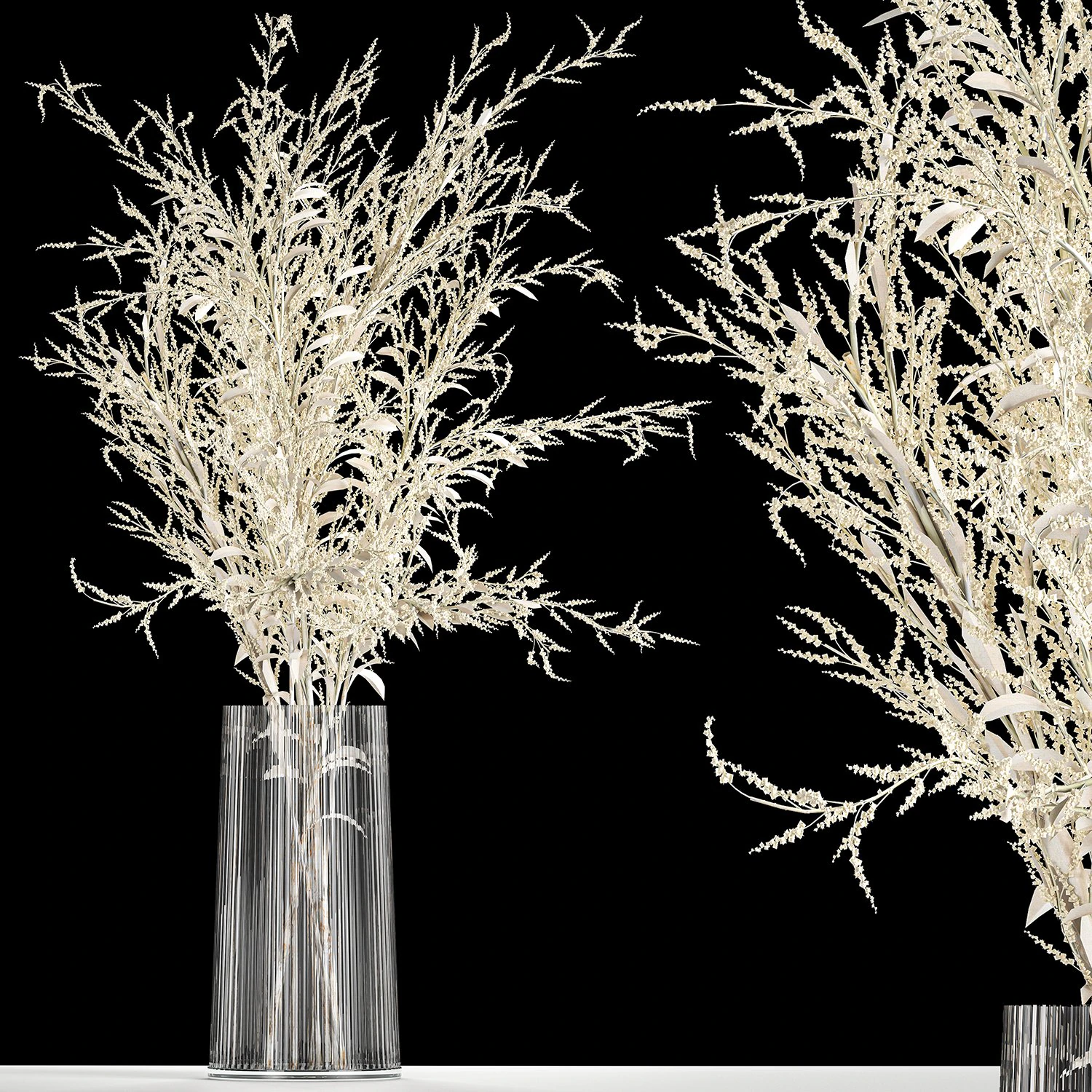 buqu&ecirc; de flores brancas secas em vaso de vidro 155 Modelo 3D .c4d .max .obj .3ds .fbx .stl .blend 