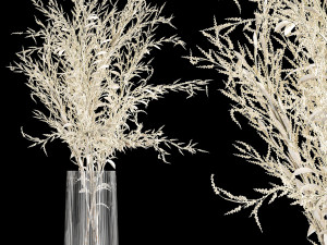 bouquet of dried white flowers in a glass vase 155 3D Model