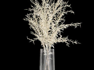 buqu&ecirc; de flores brancas secas em vaso de vidro 155 Modelo 3D