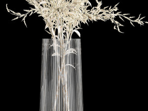 bouquet of dried white flowers in a glass vase 155 3D Model