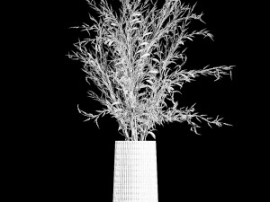 bouquet of dried white flowers in a glass vase 155 3D Model
