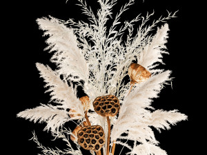 bouquet of dried white flowers in a glass vase 156 3D Model