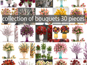 collection of bouquets 30 pieces 3D 모델