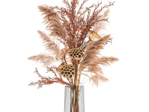bouquet of dried flowers in a glass vase 157 3D Model