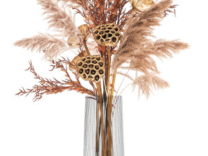bouquet of dried flowers in a glass vase 157 Modelo 3D