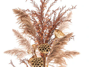 bouquet of dried flowers in a glass vase 157 3D Model