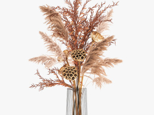 bouquet of dried flowers in a glass vase 157 Modelo 3D
