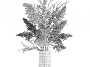 bouquet of dried flowers in a glass vase 157 3D Model