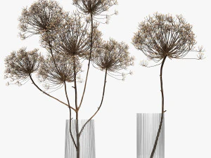 bouquet of dried flowers in a glass vase 158 3D Model