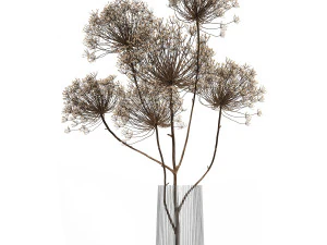 bouquet of dried flowers in a glass vase 158 3D Model