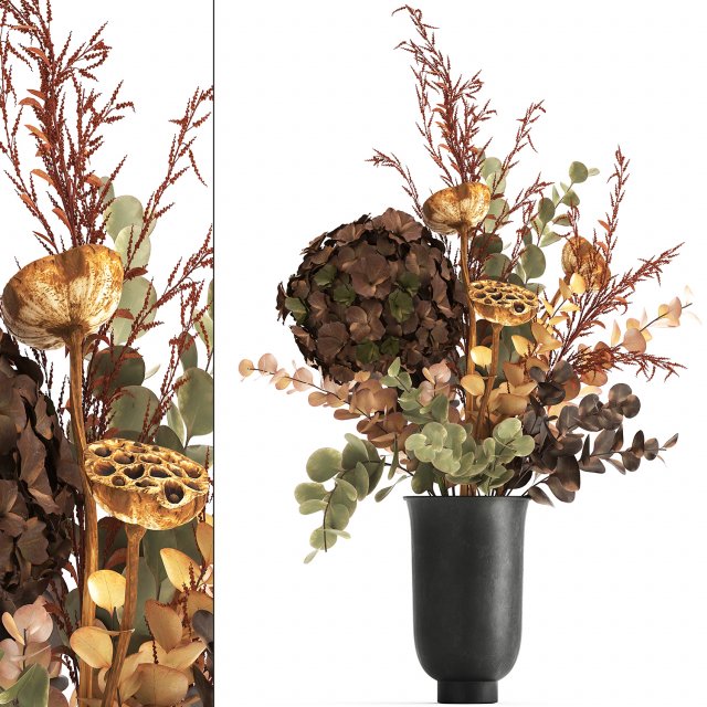 bouquet of dried flowers in a vase 159 Model 3D .c4d .max .obj .3ds .fbx .stl .blend 