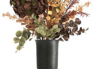 bouquet of dried flowers in a vase 159 Model 3D