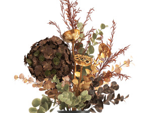 bouquet of dried flowers in a vase 159 Model 3D