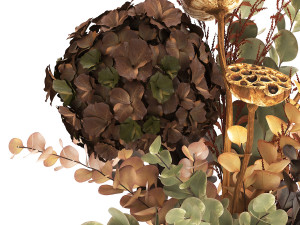 bouquet of dried flowers in a vase 159 Model 3D