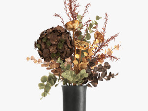 bouquet of dried flowers in a vase 159 Model 3D