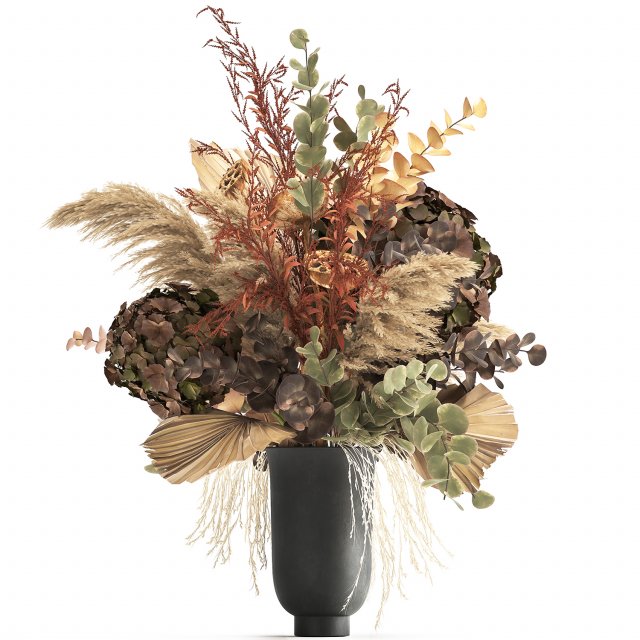 bouquet of dried flowers in a vase 160 3D Модель .c4d .max .obj .3ds .fbx .stl .blend 