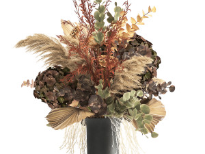 bouquet of dried flowers in a vase 160 3D Model