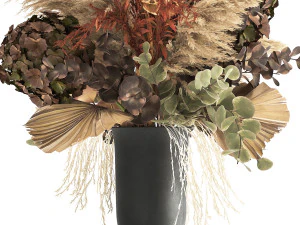 bouquet of dried flowers in a vase 160 3D Model