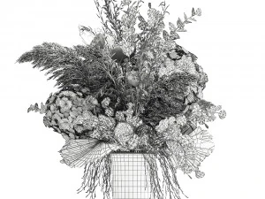 bouquet of dried flowers in a vase 160 3D Model