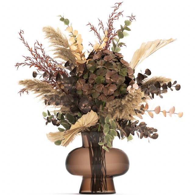 bouquet of dried flowers in a vase 161 3D Модель .c4d .max .obj .3ds .fbx .stl .blend