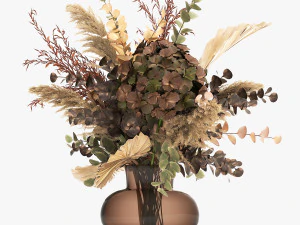 ramo de flores secas en un jarr&oacute;n 161 Modelo 3D
