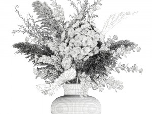bouquet of dried flowers in a vase 161 3D Модель