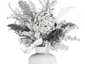 ramo de flores secas en un jarr&oacute;n 161 Modelo 3D