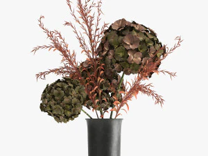 mazzo di fiori secchi in vaso 162 Modello 3D