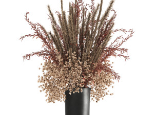 bouquet of dried flowers in a vase 164 3D Model