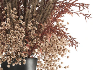 bouquet of dried flowers in a vase 164 3D Model