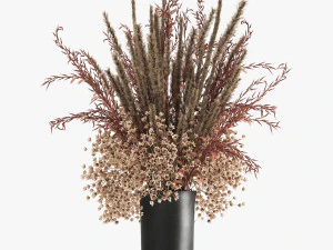 bouquet of dried flowers in a vase 164 3D Model