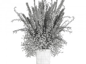bouquet of dried flowers in a vase 164 Modelo 3D
