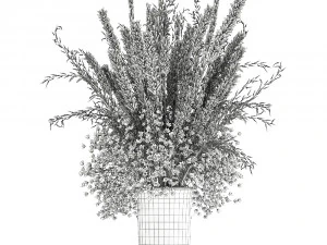 bouquet of dried flowers in a vase 164 3D Model