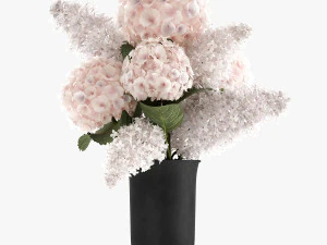 bouquet of white flowers in a vase 165 3D Model