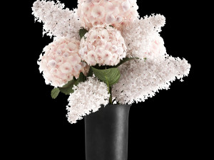 bouquet of white flowers in a vase 165 Model 3D