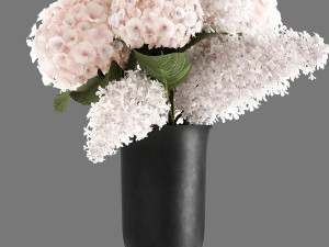 bouquet of white flowers in a vase 165 Model 3D