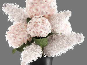 bouquet of white flowers in a vase 165 Model 3D