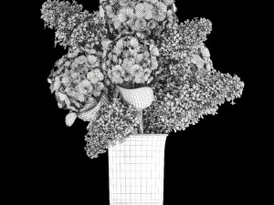 bouquet of white flowers in a vase 165 Model 3D