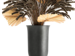 bouquet of dried flowers in a vase 166 3D Model